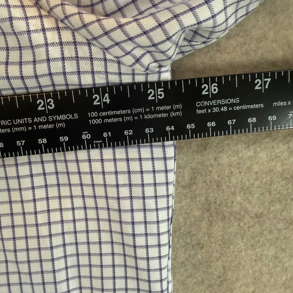 Jos. A. Bank Dress Shirt 17.5 34 1905 Tailored Fit Non-Iron Purple Check 0466 - Picture 5 of 8